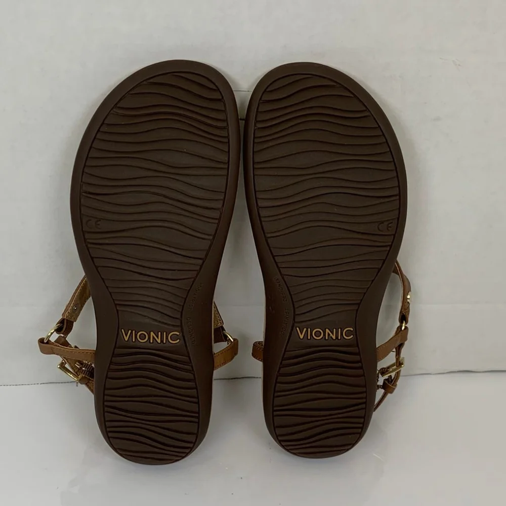 Vionic Kirra Women Brown Leather Thong Sandals Size 7 - Picture 3 of 11